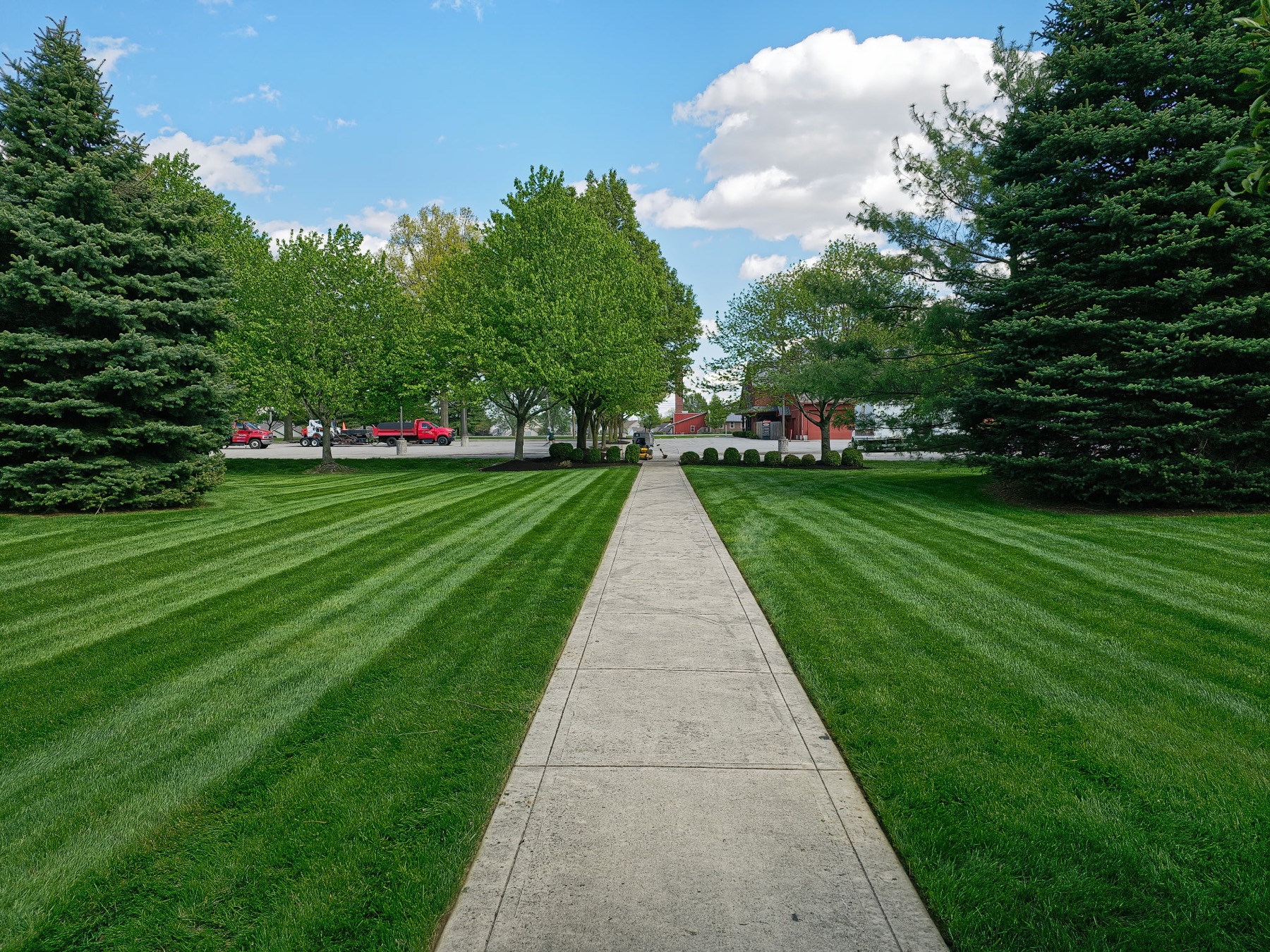 Fresh mowing stripes across a well-maintained Fort Wayne lawn